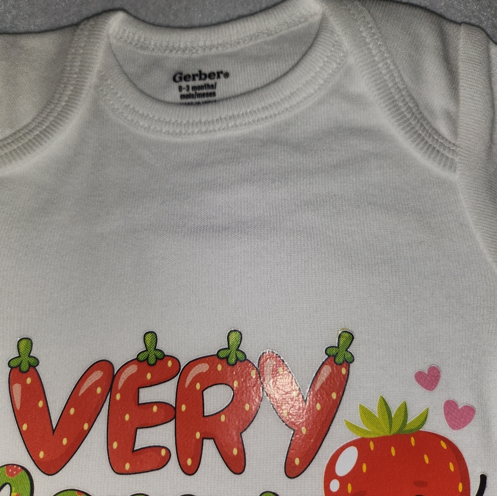 Gerber White Onesie with Strawberry Design